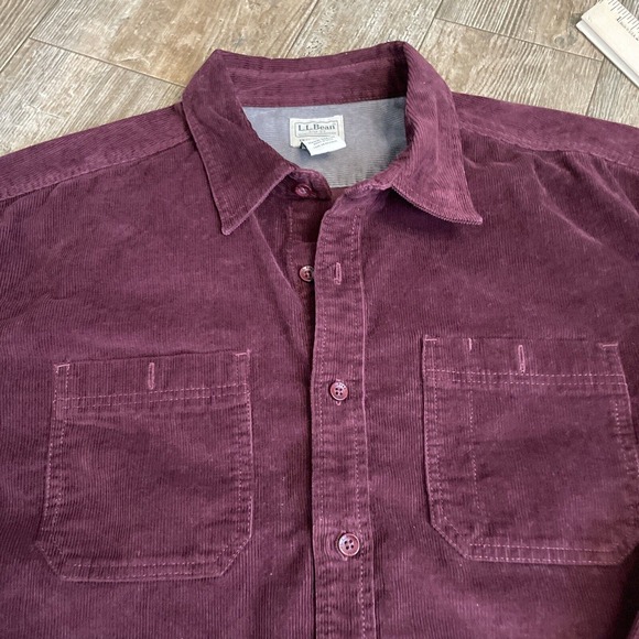 L.L. Bean Traditional Fit Corduroy Button Up Shirt Jacket Men's XL Tall Maroon - Picture 4 of 5